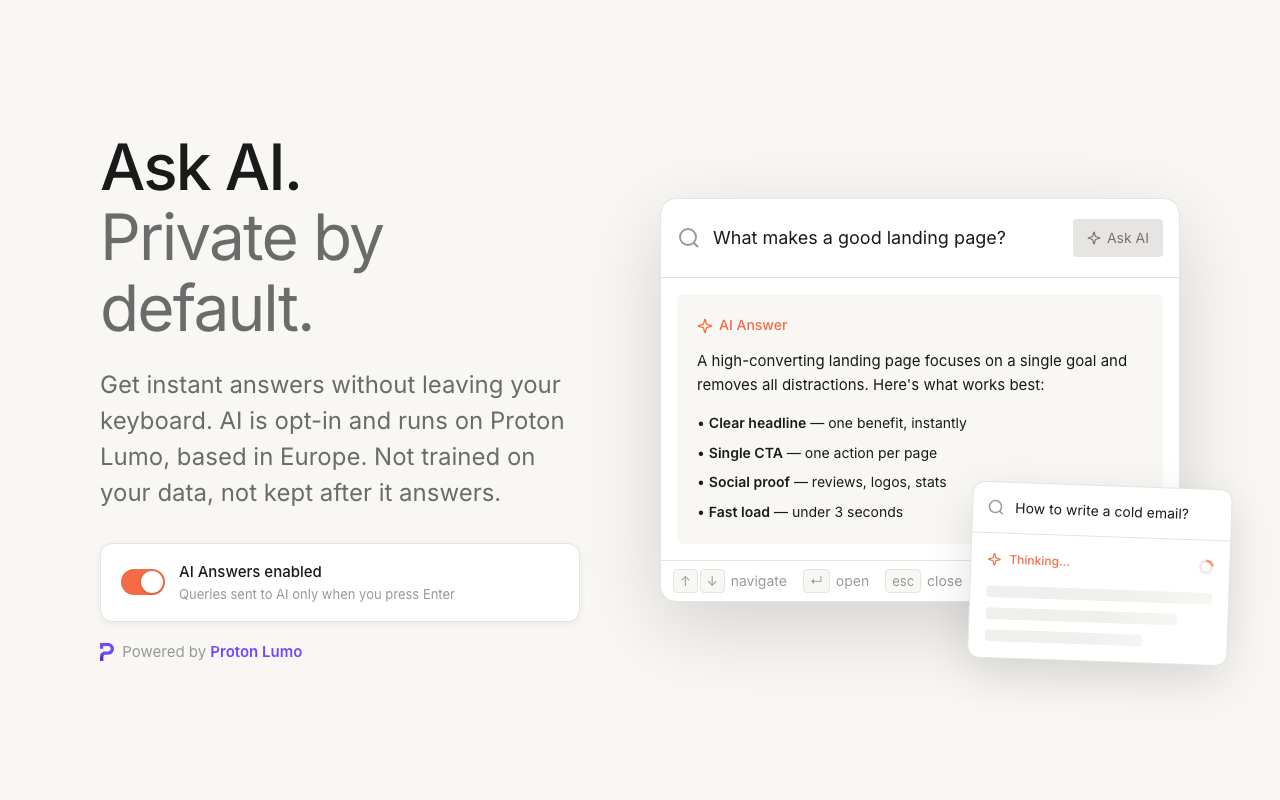 Daysift's Ask AI, now powered by Proton Lumo